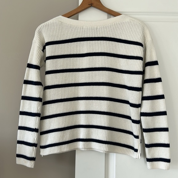 Marled Reunited Clothing Ribbed Oversize Striped Sweater w Side Button Detail - Picture 6 of 9